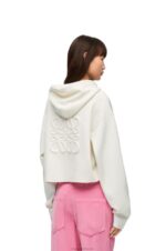 Loewe Women Anagram zip-up hoodie in wool 206XF779 White - Image 3