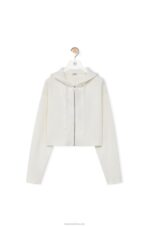 Loewe Women Anagram zip-up hoodie in wool 206XF779 White - Image 6