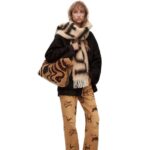 Loewe Women Animal print jeans in denim 206XF1192 Light Beige/Brown