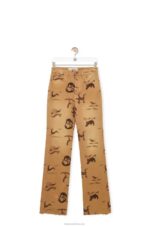 Loewe Women Animal print jeans in denim 206XF1192 Light Beige/Brown - Image 4