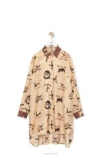 Loewe Women Animal print oversize shirt in silk 206XF929 Light Beige/Brown - Image 5