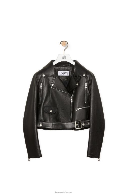 loewe_women_anthurium_biker_jacket_in_nappa_206xf1110_black_multicolor.jpg Loewe Women Anthurium biker jacket in nappa 206XF1110 Black/Multicolor - Image 1