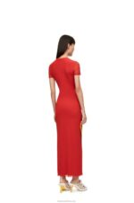 Loewe Women Anthurium dress in semi sheer mesh 206XF1068 Red - Image 2
