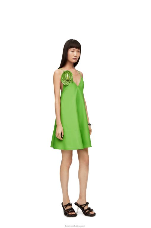 loewe_women_anthurium_strappy_dress_in_nappa_206xf1067_fluo_green.jpg Loewe Women Anthurium strappy dress in nappa 206XF1067 Fluo Green - Image 1