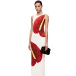 Loewe Women Anthurium tank dress in ribbed cotton jersey 206XF1072 White/Red