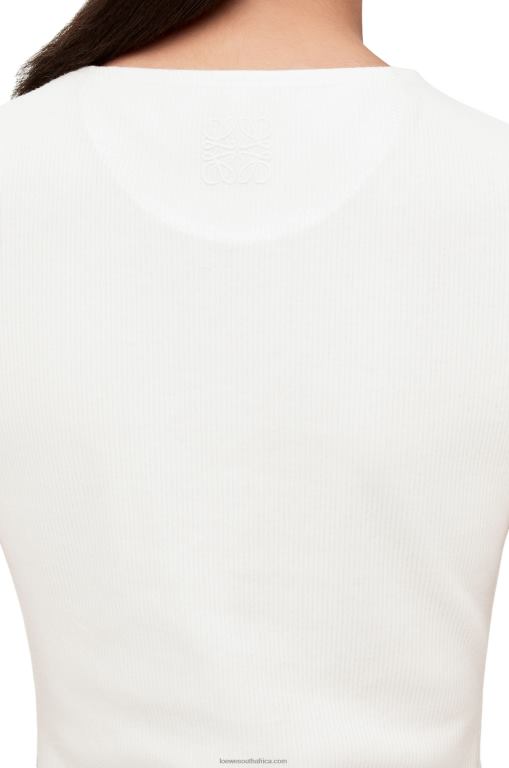 Loewe Women Anthurium tank dress in ribbed cotton jersey 206XF1072 White/Red - Image 4