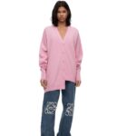 Loewe Women Asymmetric cardigan in cashmere 206XF974 Pink