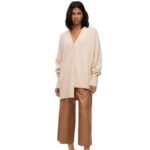 Loewe Women Asymmetric cardigan in cashmere 206XF975 Champagne