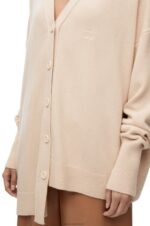 Loewe Women Asymmetric cardigan in cashmere 206XF975 Champagne - Image 4