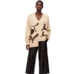 Loewe Women Asymmetric deer sweater in wool 206XF996 Beige