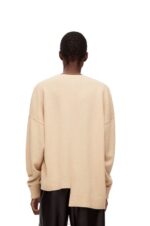 Loewe Women Asymmetric deer sweater in wool 206XF996 Beige - Image 3