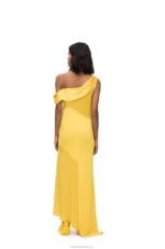 Loewe Women Asymmetric dress in satin and crepe 206XF1097 Yellow - Image 2