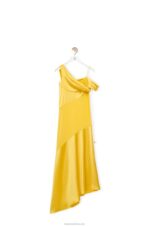 Loewe Women Asymmetric dress in satin and crepe 206XF1097 Yellow - Image 4