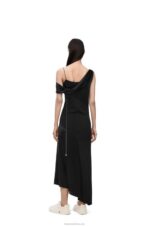 Loewe Women Asymmetric dress in satin and crepe 206XF1098 Black - Image 2