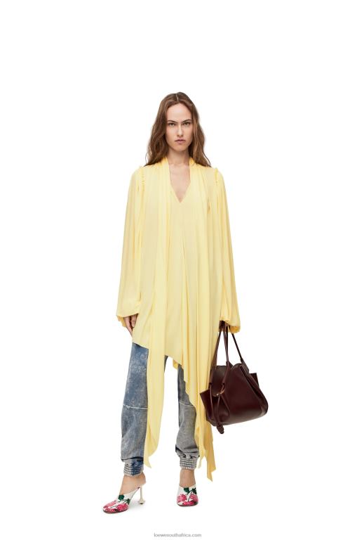 loewe_women_asymmetric_dress_in_viscose_crepe_jersey_206xf1085_vanilla.jpg Loewe Women Asymmetric dress in viscose crepe jersey 206XF1085 Vanilla - Image 1