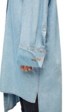 Loewe Women Asymmetric shirt dress in cotton blend denim 206XF1094 Light Denim - Image 4