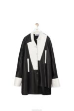 Loewe Women Asymmetric shirt dress in nappa lambskin 206XF1078 Black/White - Image 5