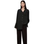 Loewe Women Asymmetric shirt in silk 206XF926 Black