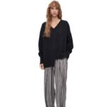Loewe Women Asymmetric sweater in cashmere 206XF976 Dark Navy Blue