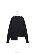 Loewe Women Asymmetric sweater in cashmere 206XF976 Dark Navy Blue - Image 5
