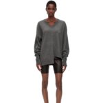 Loewe Women Asymmetric sweater in cashmere 206XF977 Dark Grey