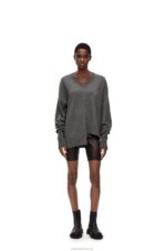 Loewe Women Asymmetric sweater in cashmere 206XF977 Dark Grey