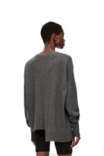 Loewe Women Asymmetric sweater in cashmere 206XF977 Dark Grey - Image 3