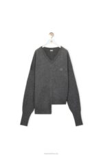 Loewe Women Asymmetric sweater in cashmere 206XF977 Dark Grey - Image 5