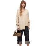 Loewe Women Asymmetric sweater in cashmere 206XF978 Champagne