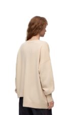 Loewe Women Asymmetric sweater in cashmere 206XF978 Champagne - Image 3
