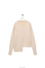 Loewe Women Asymmetric sweater in cashmere 206XF978 Champagne - Image 5