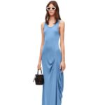 Loewe Women Asymmetric tank dress in viscose 206XF1048 Sky Blue