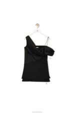Loewe Women Asymmetric top in satin and crepe 206XF914 Black - Image 5