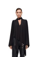 Loewe Women Asymmetric top in viscose crepe jersey 206XF881 Black - Image 2