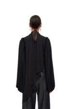 Loewe Women Asymmetric top in viscose crepe jersey 206XF881 Black - Image 3