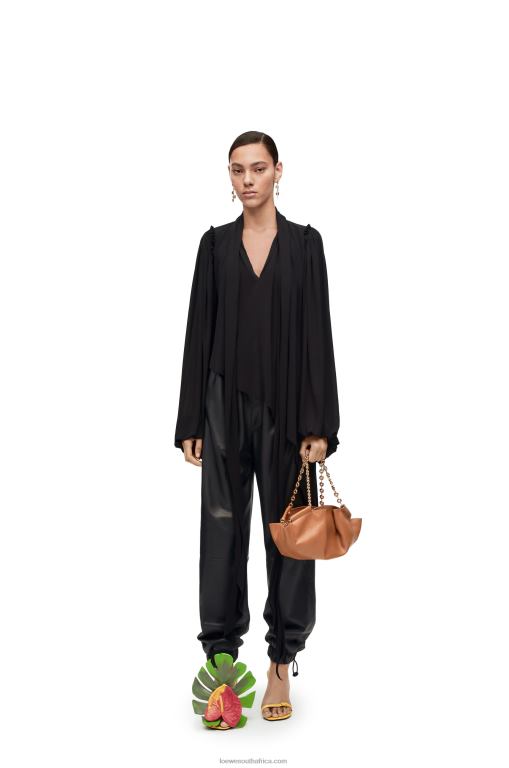 loewe_women_asymmetric_top_in_viscose_crepe_jersey_206xf881_black.jpg Loewe Women Asymmetric top in viscose crepe jersey 206XF881 Black - Image 1
