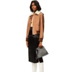 Loewe Women Aviator jacket in nappa 206XF1158 Toffee/White