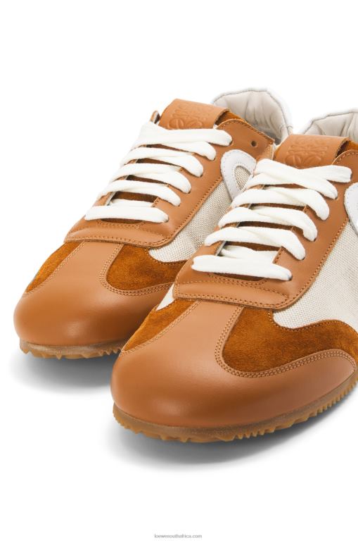 Loewe Women Ballet runner in nylon and calfskin 206XF656 Natural/Tan - Image 4