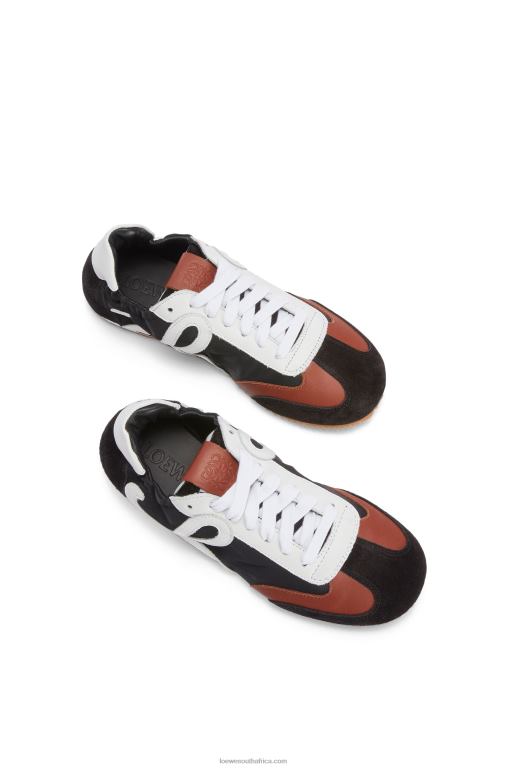 Loewe Women Ballet runner in nylon and calfskin 206XF668 Black/White - Image 3