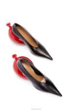 Loewe Women Balloon pump in calfskin 206XF762 Black/Red - Image 3