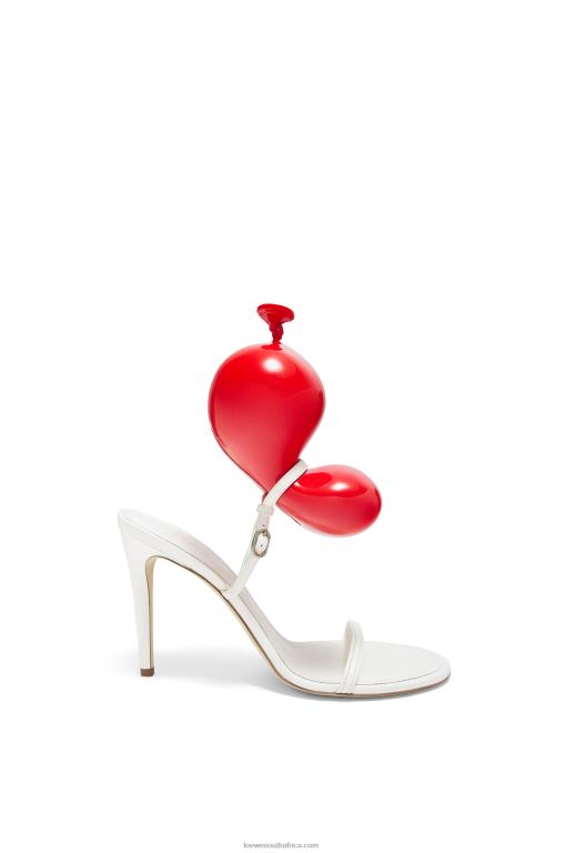 loewe_women_balloon_sandal_in_lambskin_206xf708_white_red.jpg Loewe Women Balloon sandal in lambskin 206XF708 White/Red - Image 1