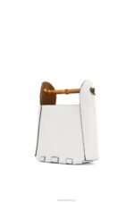Loewe Women Bamboo bucket bag in calfskin 206XF178 Soft White - Image 3