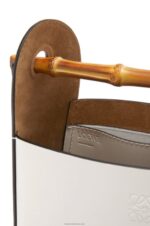 Loewe Women Bamboo bucket bag in calfskin 206XF178 Soft White - Image 5