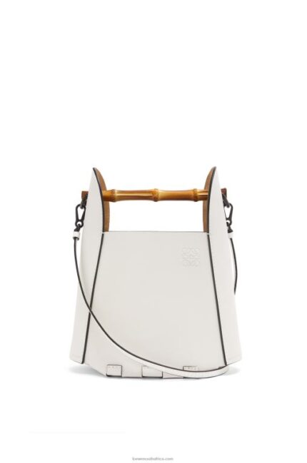 Loewe Women Bamboo bucket bag in calfskin 206XF178 Soft White