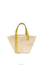 Loewe Women Basket bag in palm leaf and calfskin 206XF51 Dark Yellow - Image 4