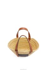 Loewe Women Basket bag in palm leaf and calfskin 206XF82 Natural/Ocean - Image 4