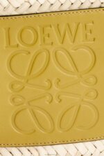 Loewe Women Basket bag in palm leaf with a braided handle in calfskin 206XF6 Ochre/Tan - Image 5