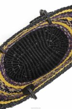 Loewe Women Basket Tote in elephant grass and calfskin 206XF96 Black/Yellow - Image 5
