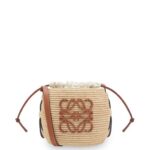 Loewe Women Beehive Basket bag in raffia and calfskin 206XF35 Natural/Tan