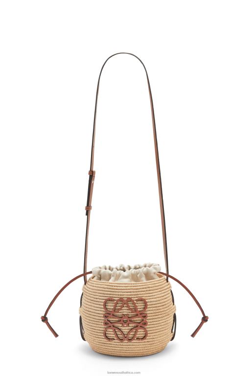 Loewe Women Beehive Basket bag in raffia and calfskin 206XF35 Natural/Tan - Image 5
